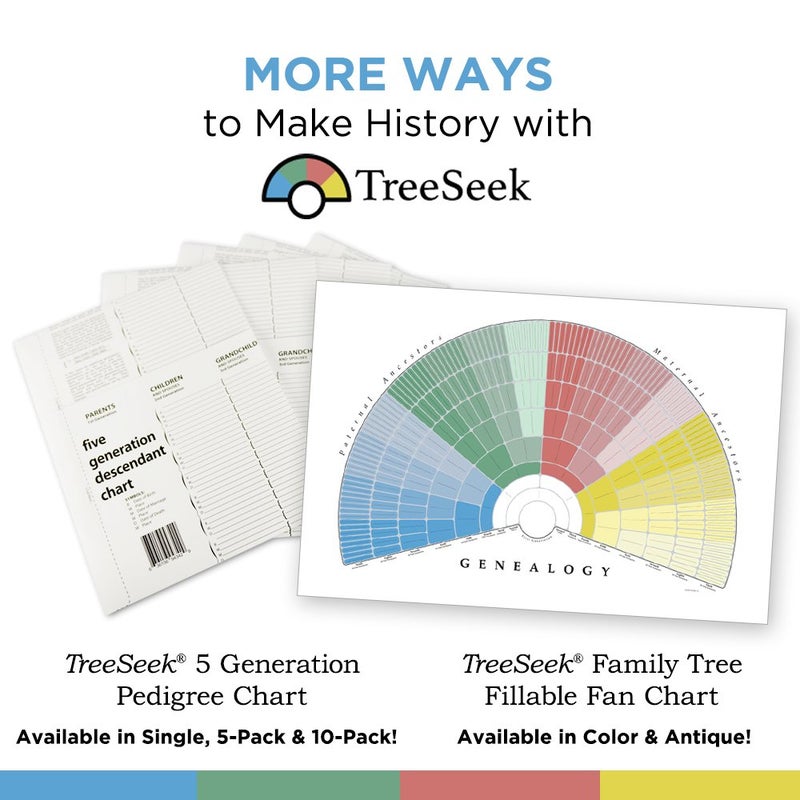 TreeSeekÂ® 15 Generation Pedigree Chart | 5 Pack | Blank Genealogy Forms for Family History and Ancestry Work - Image 5